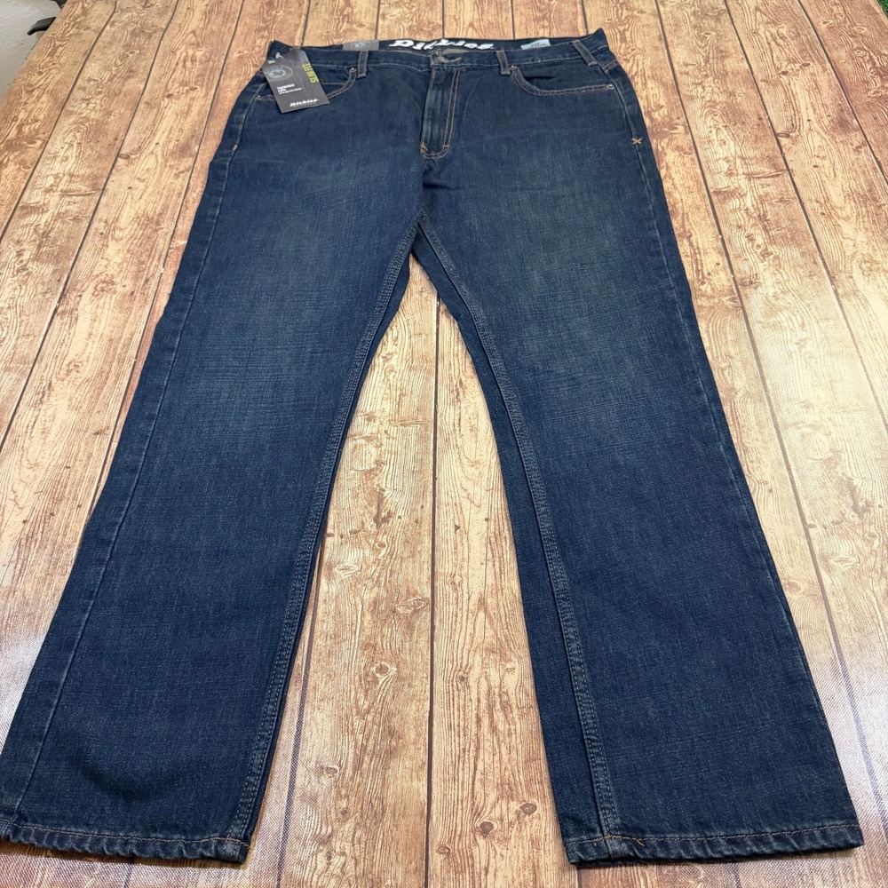 Dickies Slim Fit Tapered Leg Jeans Mens 36 x 30 Dark Blue Denim NWT